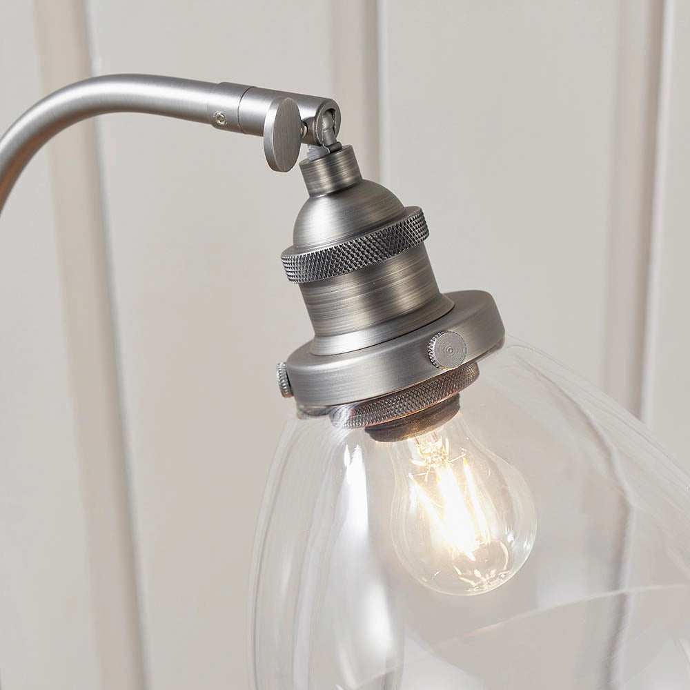 Lampada da scrivania industriale regolabile argento vetro E14