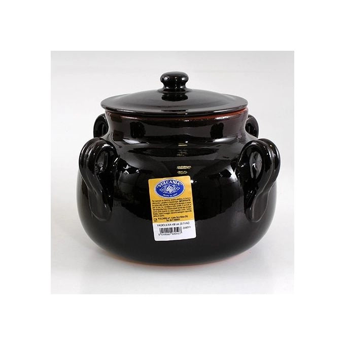 Pentola Fagioliera con coperchio marrone e 4 manici Cm 20