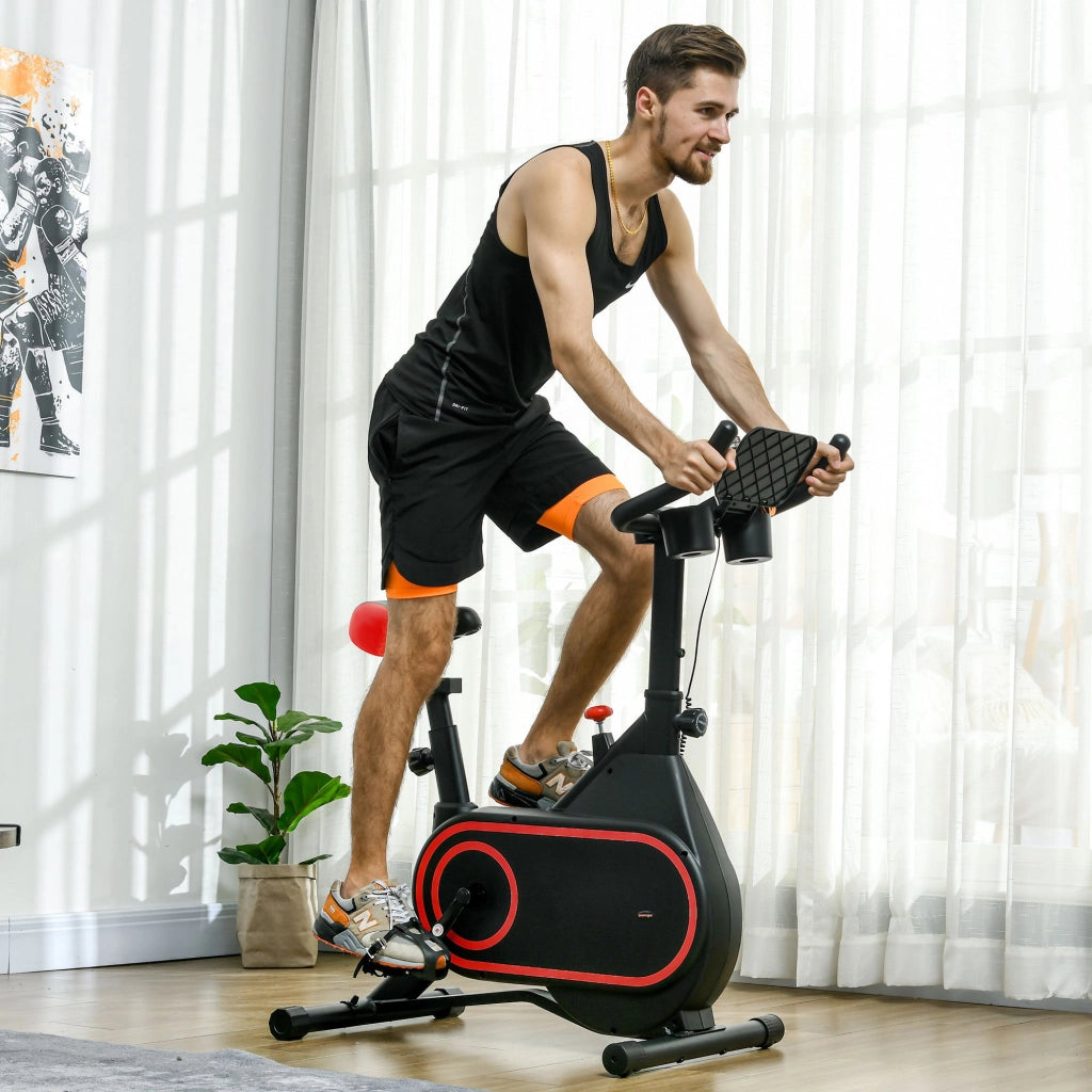 Bicicletta da camera con volano 4 kg ¨C Minimal ¨C Rosso e nero