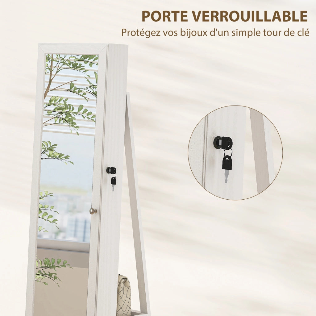 Armadio per gioielli con specchio ¨C Minimal ¨C in legno bianco