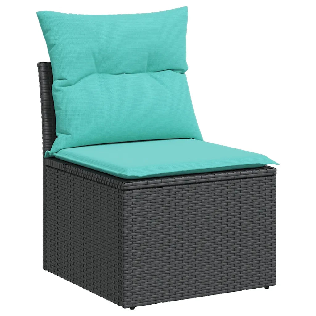 Set Divani da Giardino 13pz con Cuscini Nero in Polyrattan 3256722