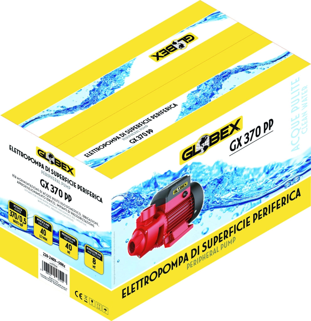 Globex ELETTROPOMPA DI SUPERFICIE GX 370 PP 370 W Hp 0,5