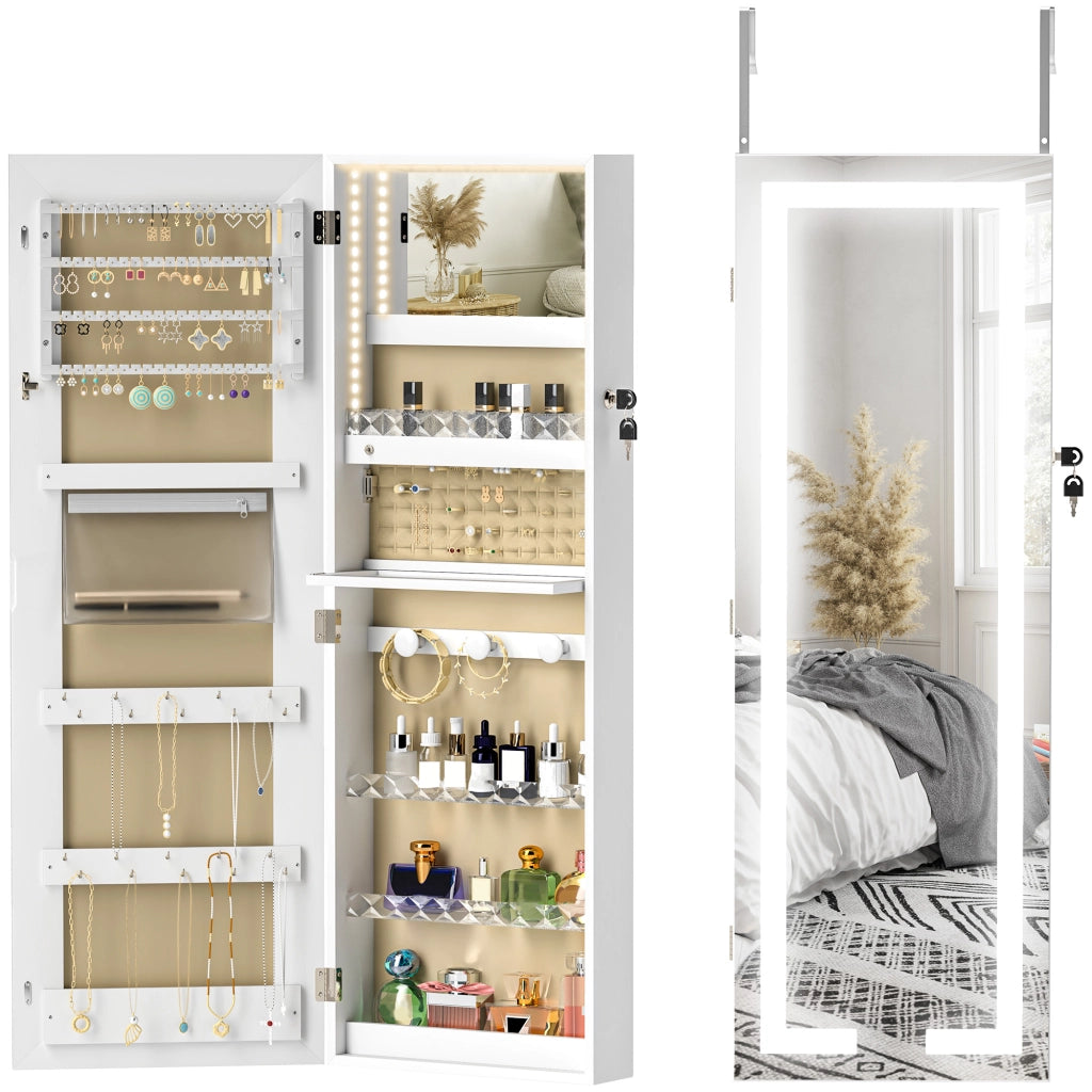 Armadio per gioielli con LED ¨C zephmum ¨C bianco 37x10.5x108 cm