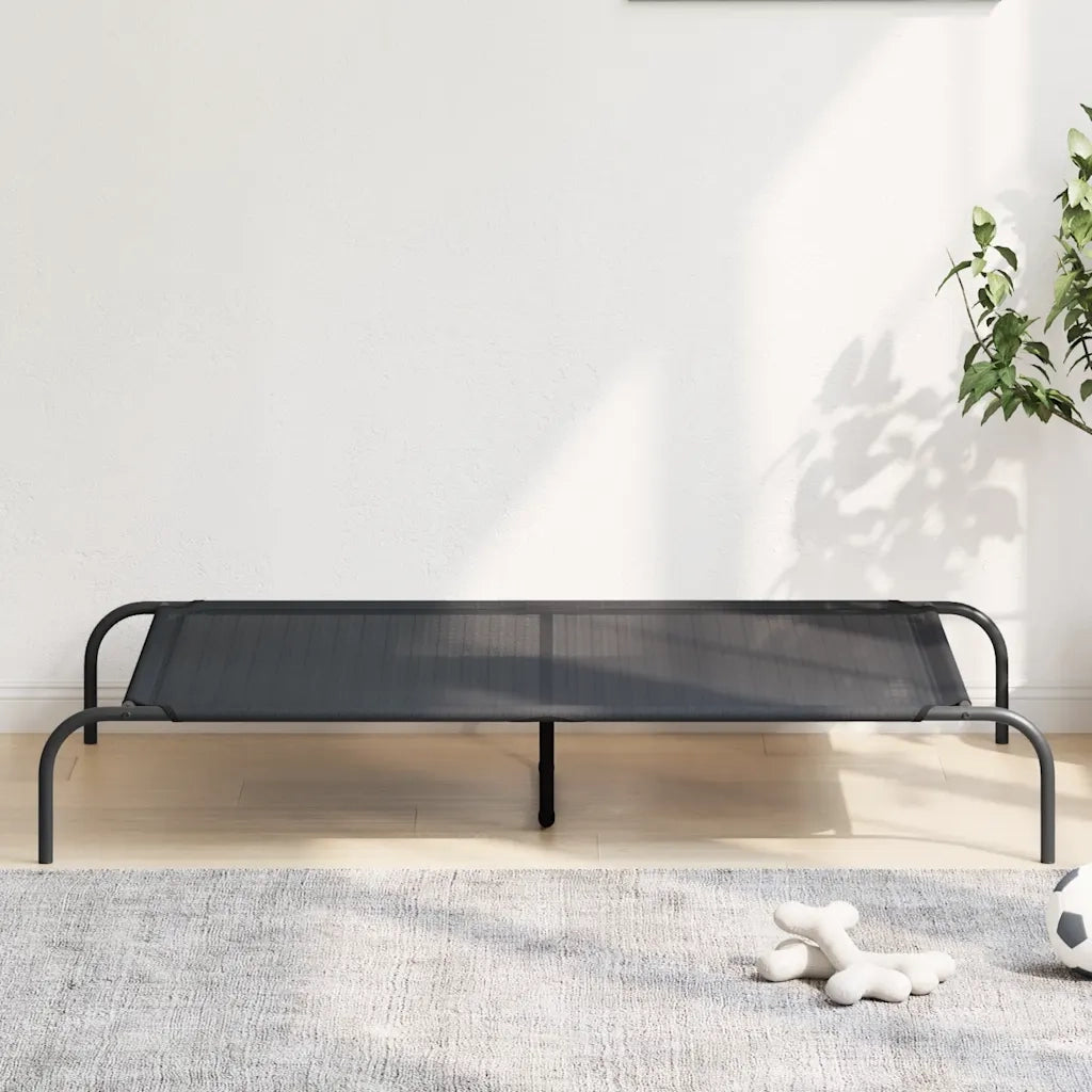Cuccia per Cani Rialzata Nera 130x80x20 cm Textilene e Acciaio