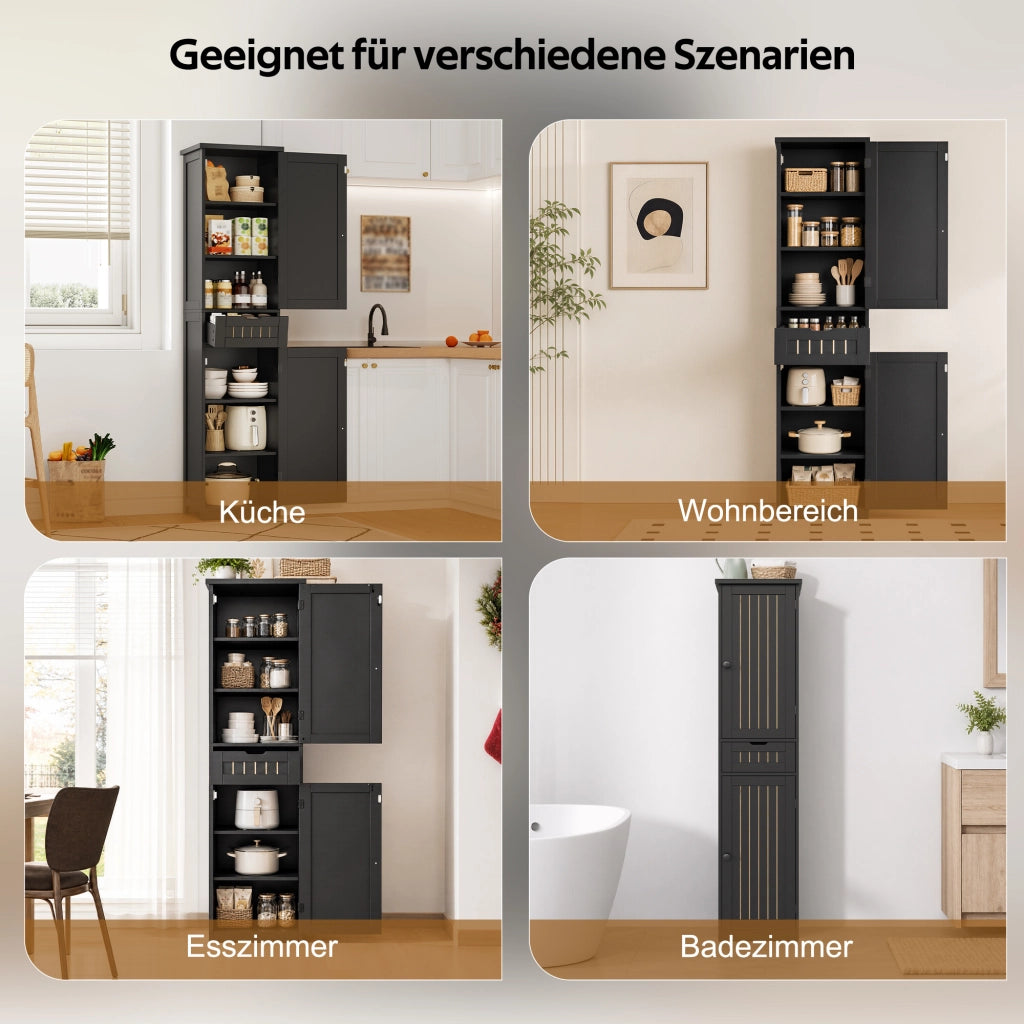 ARMADIO DA CUCINA 170x40x30 cm MDF Nero con 4 ripiani regolabili