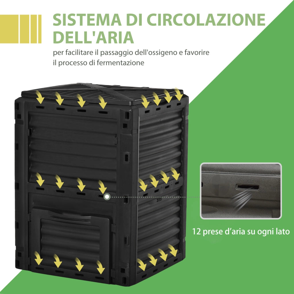 Compostiera da Giardino 300L ¨C Minimal ¨C Plastica Nera