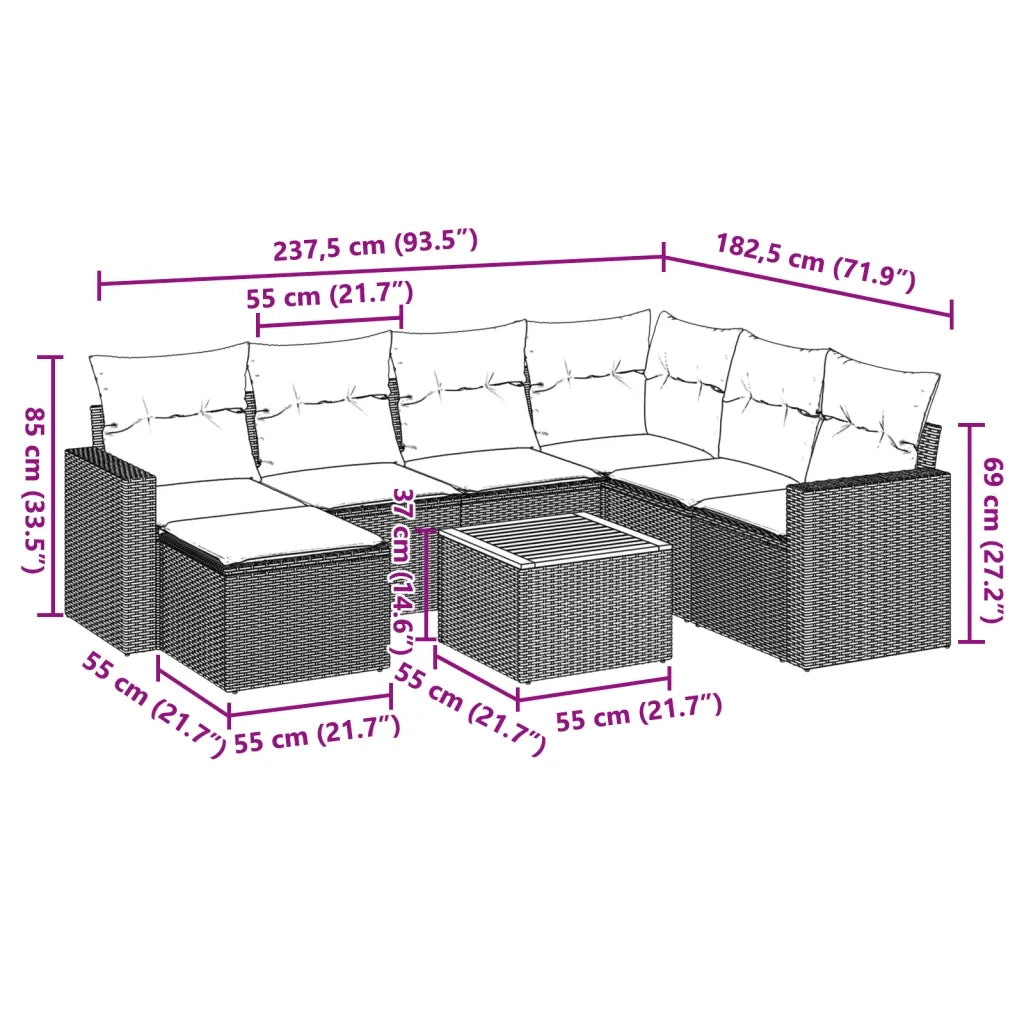 Set Divani da Giardino 5 pz | Set Salotto da Giardino con Cuscini in Polyrattan Nero