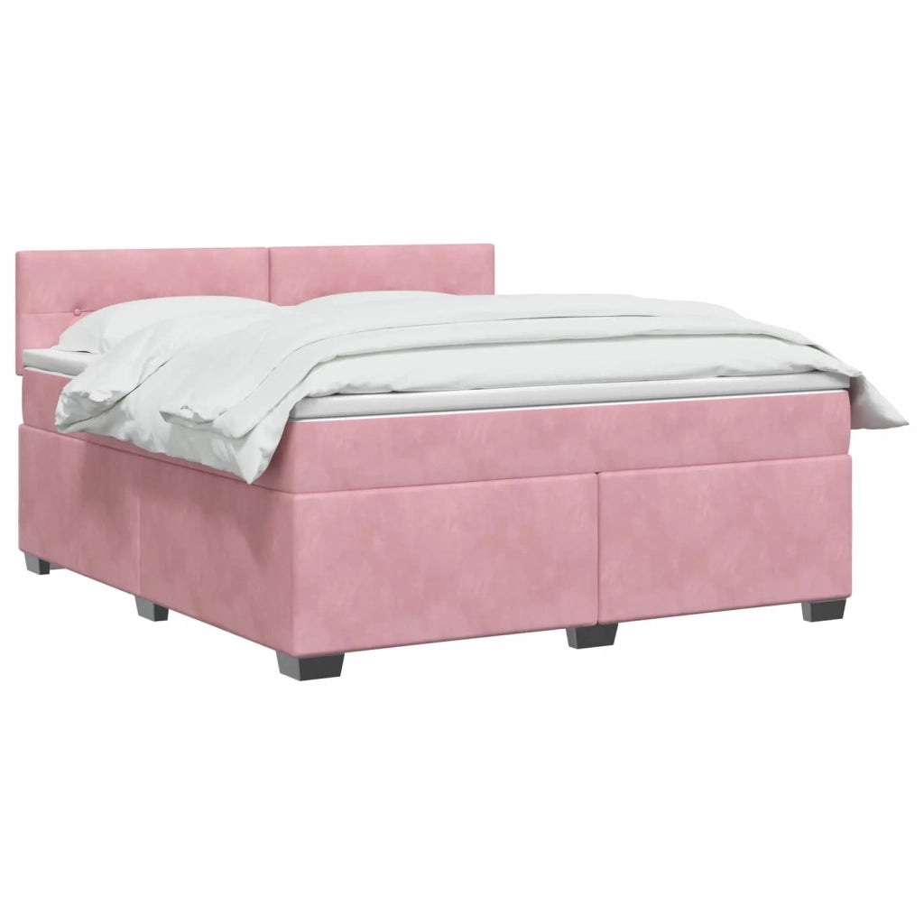 Letto con Box Spring, Materasso e LED Rosa 160 x 200 cm Velluto 3452215