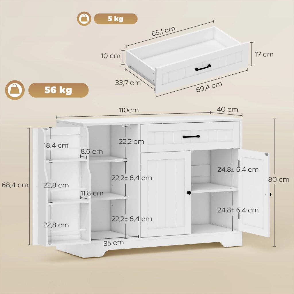 Mobile da cucina con cassetto e ripiani regolabili ¨C Minimal ¨C Bianco