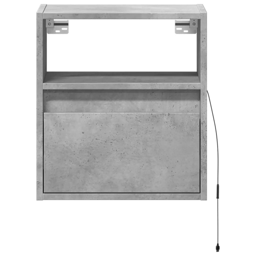 Comodini a Parete con Luci LED 2 pz Grigio Cemento 3307982