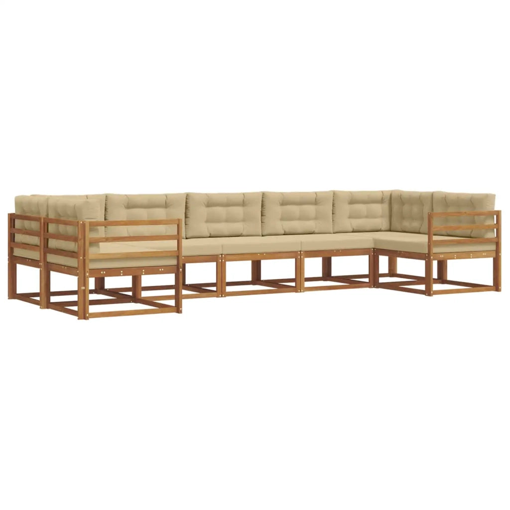 Set di divani da esterno con cuscino 7 pcs Naturale e Beige 3368091