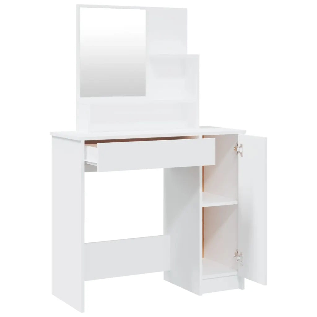 Toeletta con Specchio-Com¨°-Tavolo da trucco Bianco 86,5x35x136 cm