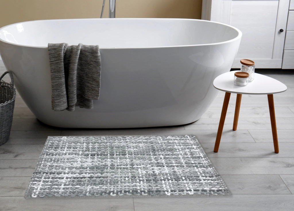 Tappeto Bagno Doccia Antiscivolo In Microfibra Super Assorbente Plot - 60x120 - Grigio
