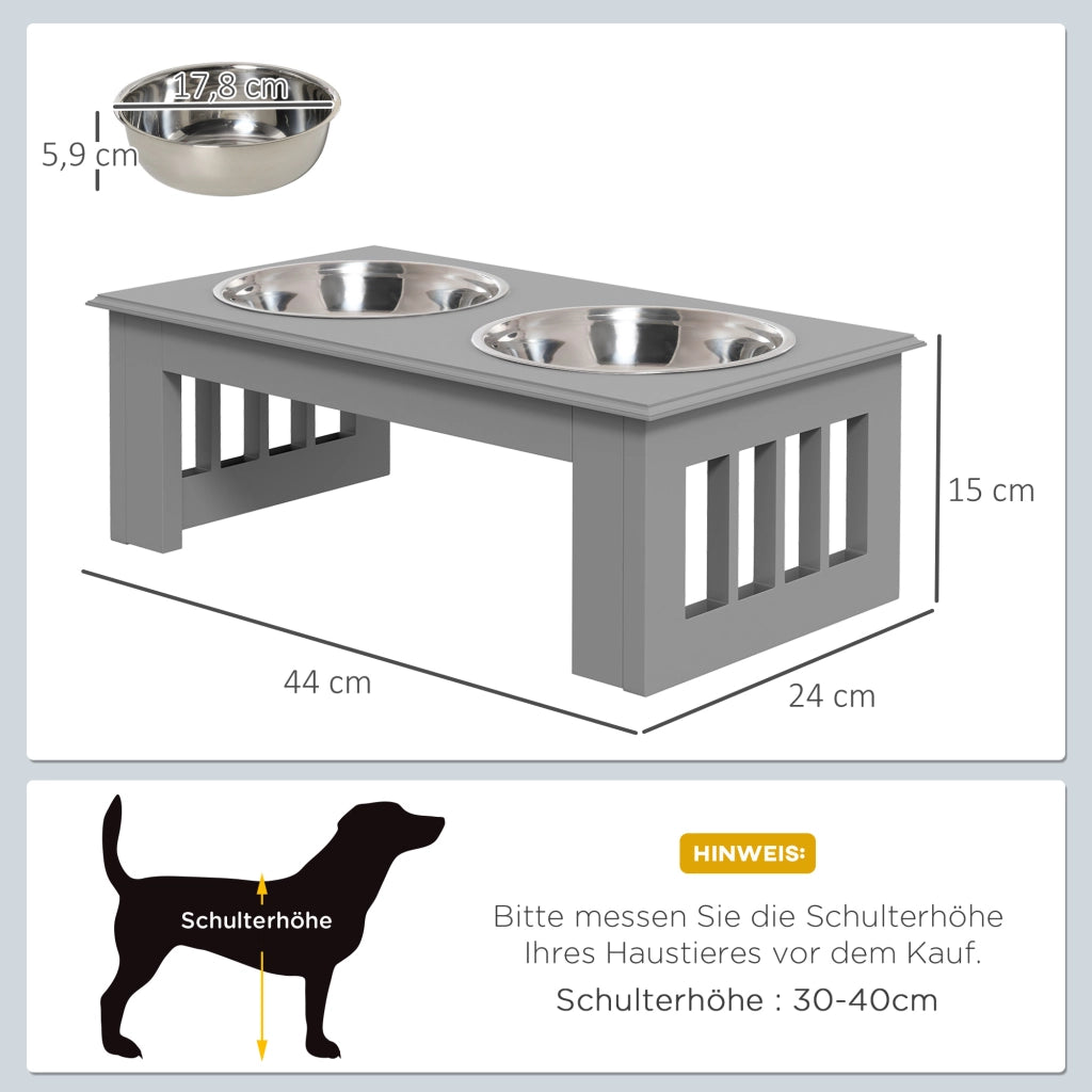 Stazione Cibo per Cane ¨C Minimal ¨C Grigio 44x24x15cm