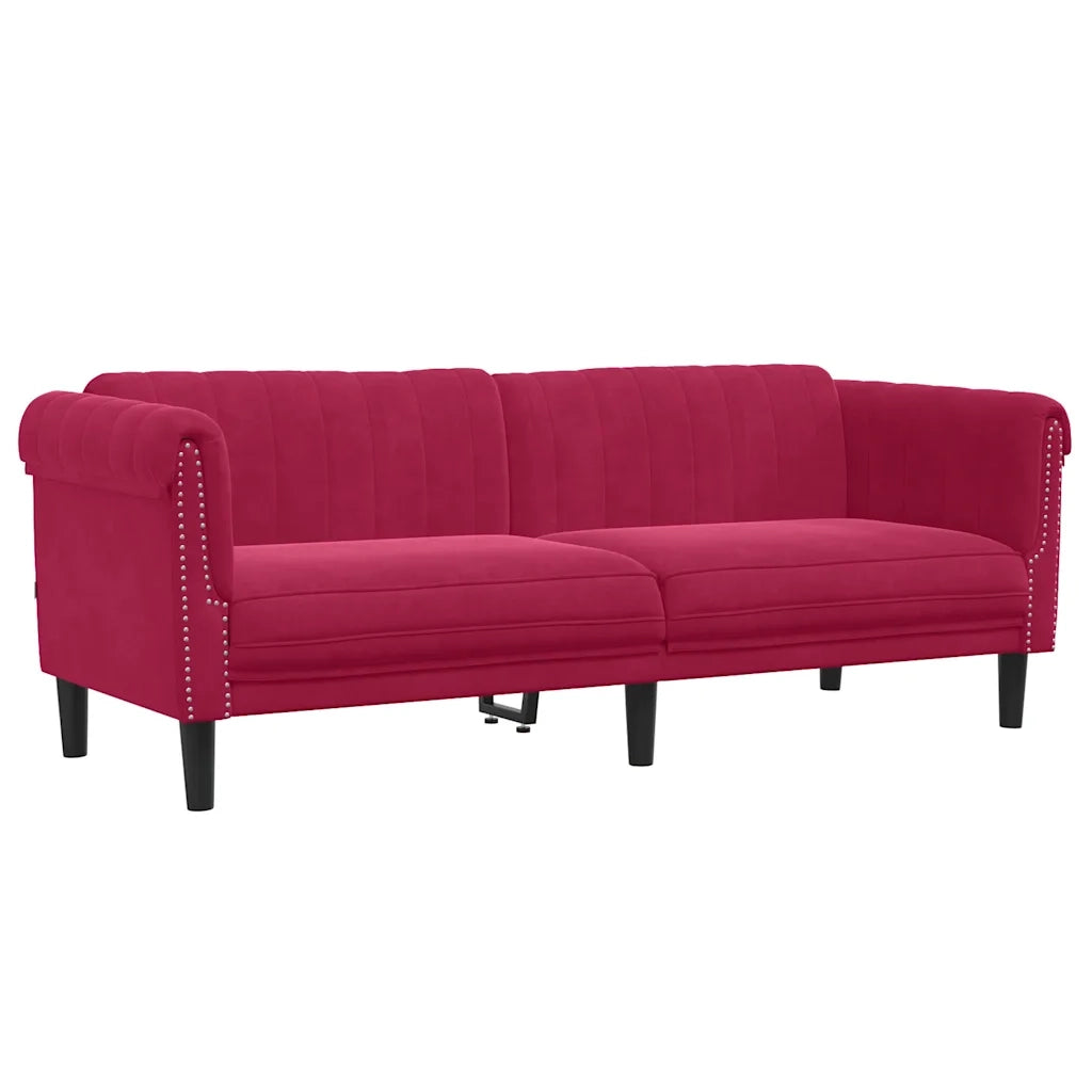 Divano a 3 Posti-Sofa 3 Posti Rosso Vino in Velluto