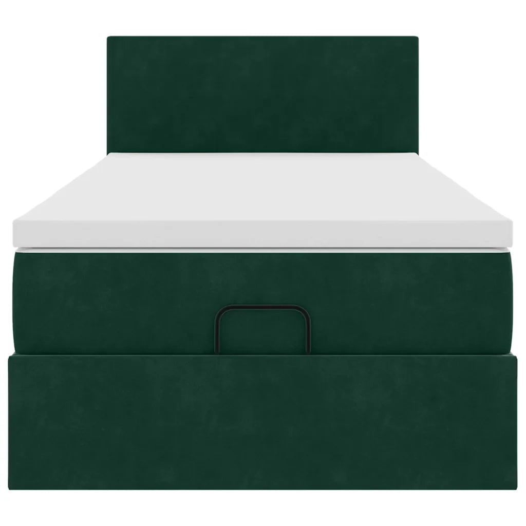 Pouf Letto con Materasso e LED Verde Scuro 80x200cm in Velluto 3312515