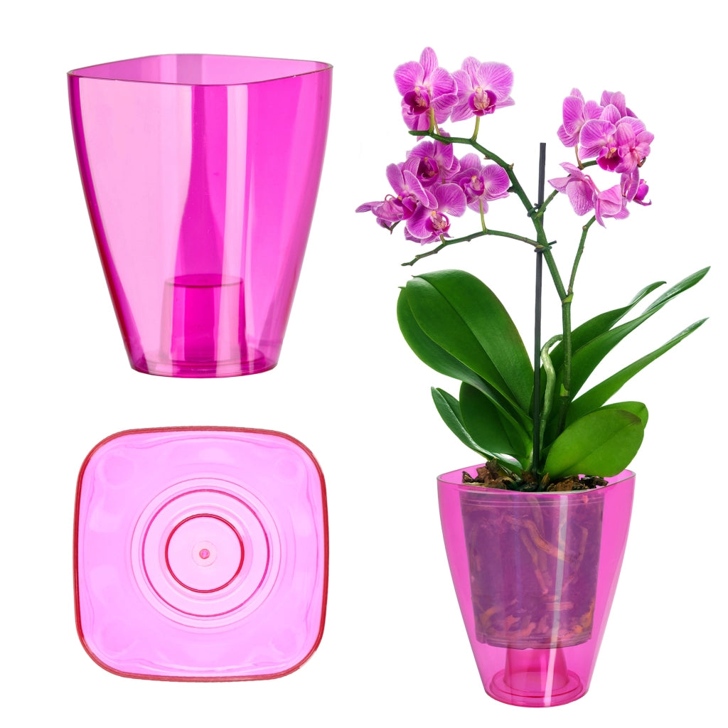 Vaso da fiori KADAX per orchidee, in plastica, rosa tinta unita, 9 cm