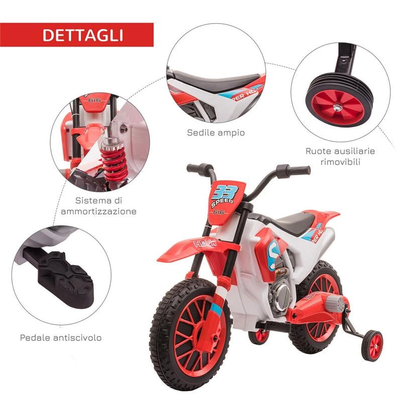 MOTO DA CROSS ELETTRICA PER BAMBINI DA 3 - 5 ANNI ROSSA