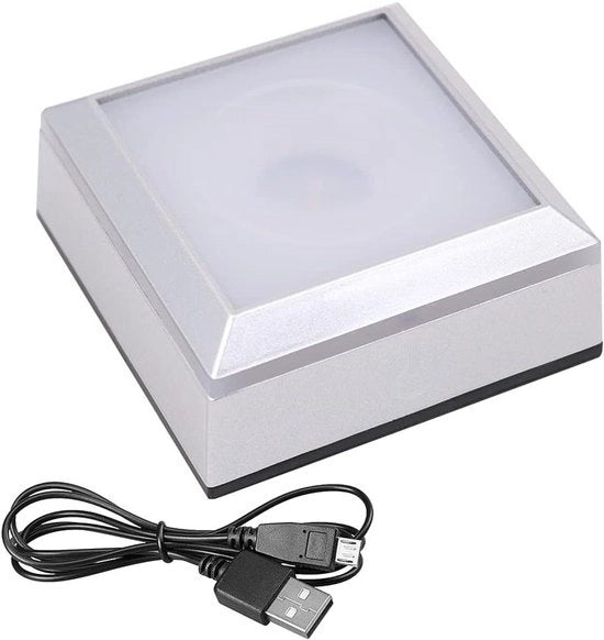 Displaystandaard a led a cristalli quadrati con interruttore a tocco