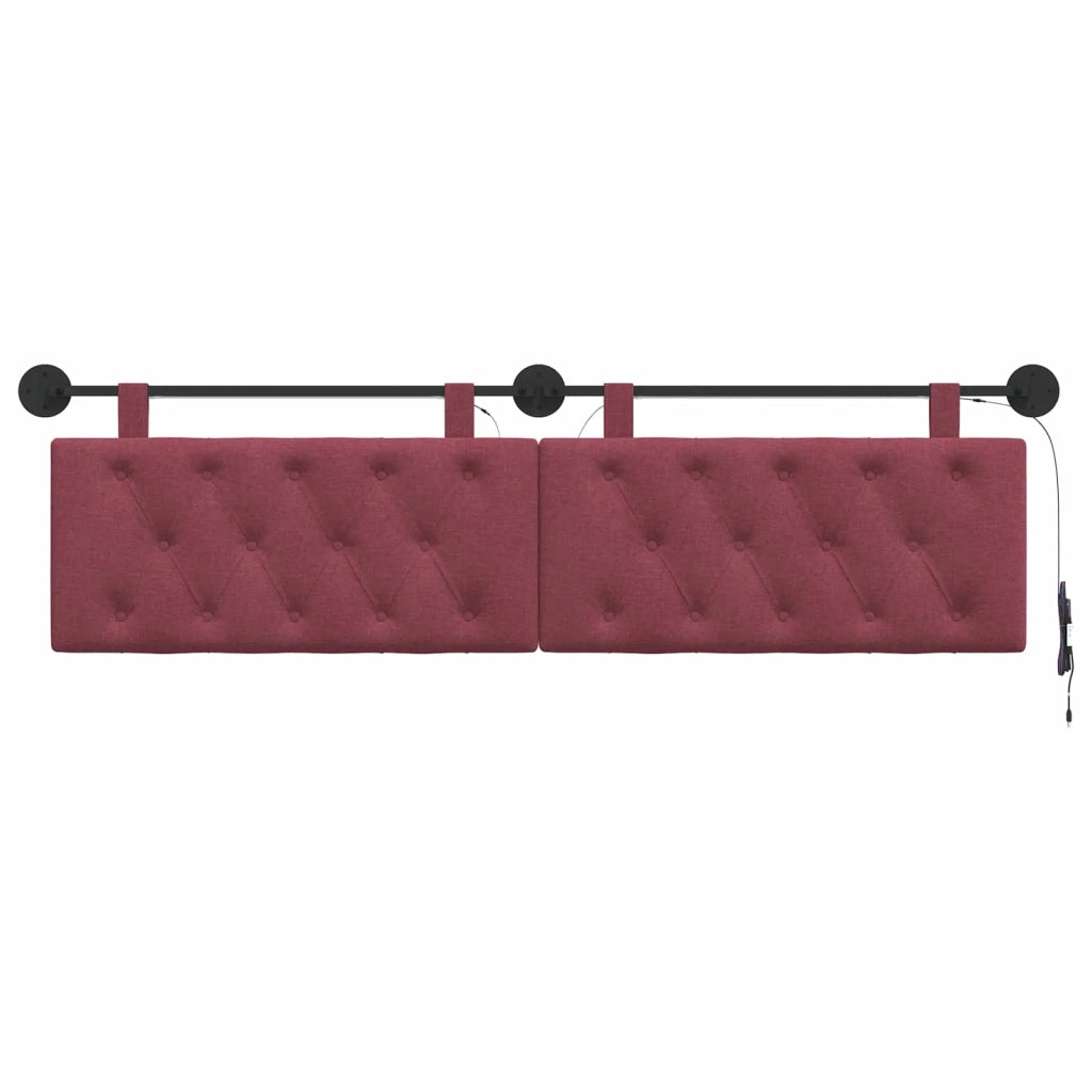 Testiera sospesa Con luce LED Rosso Vino Tessuto 3424656