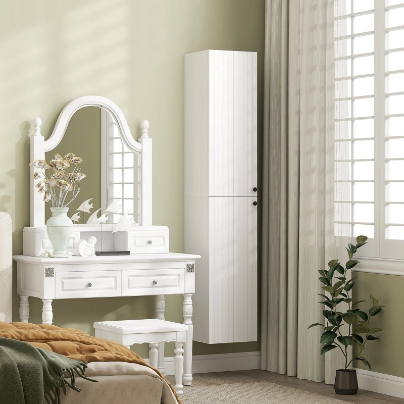 Mobiletto da bagno a parete, superficie laccata, 6 ripiani, MDF, bianco