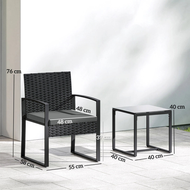 SET Salotto da esterno per 2 con 2 poltrone e tavolino, grigio scuro