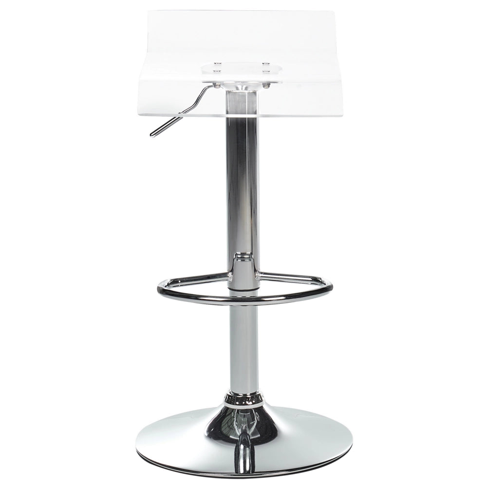 Set di 2 sedie da bar girevoli in acrilico trasparente gambe in metallo argentato regolabile in altezza stile moderno