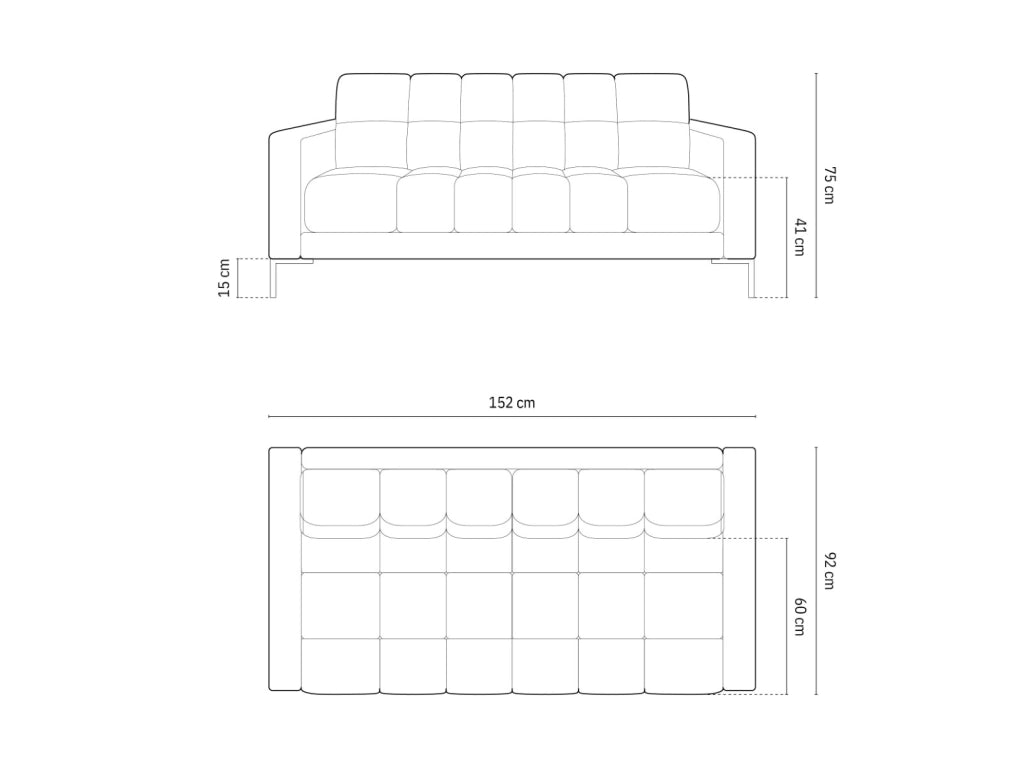 Cosmopolitan Design - Divano "Bali" 2 posti in tessuto strutturato mattone 