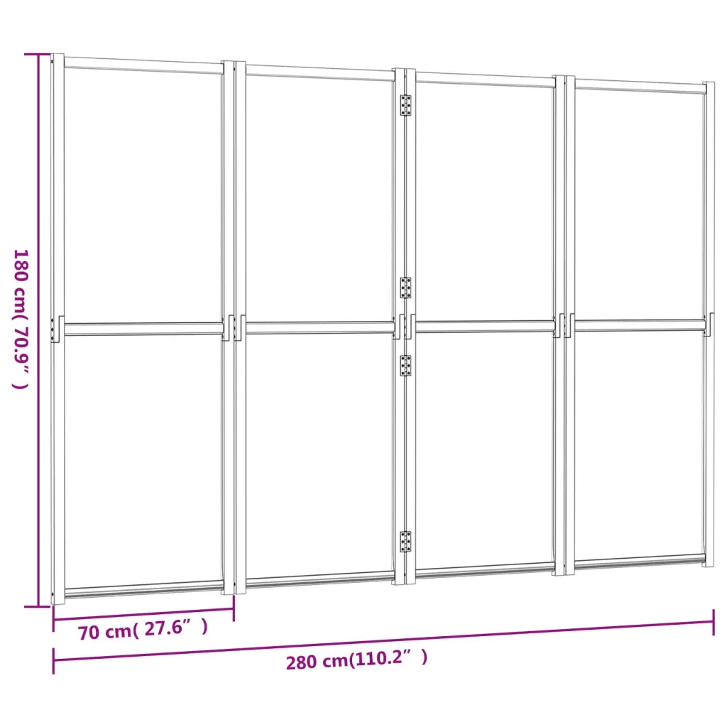 Divisorio Ambienti | Divider per stanze | Paravento a 4 Pannelli Nero 280x180 cm