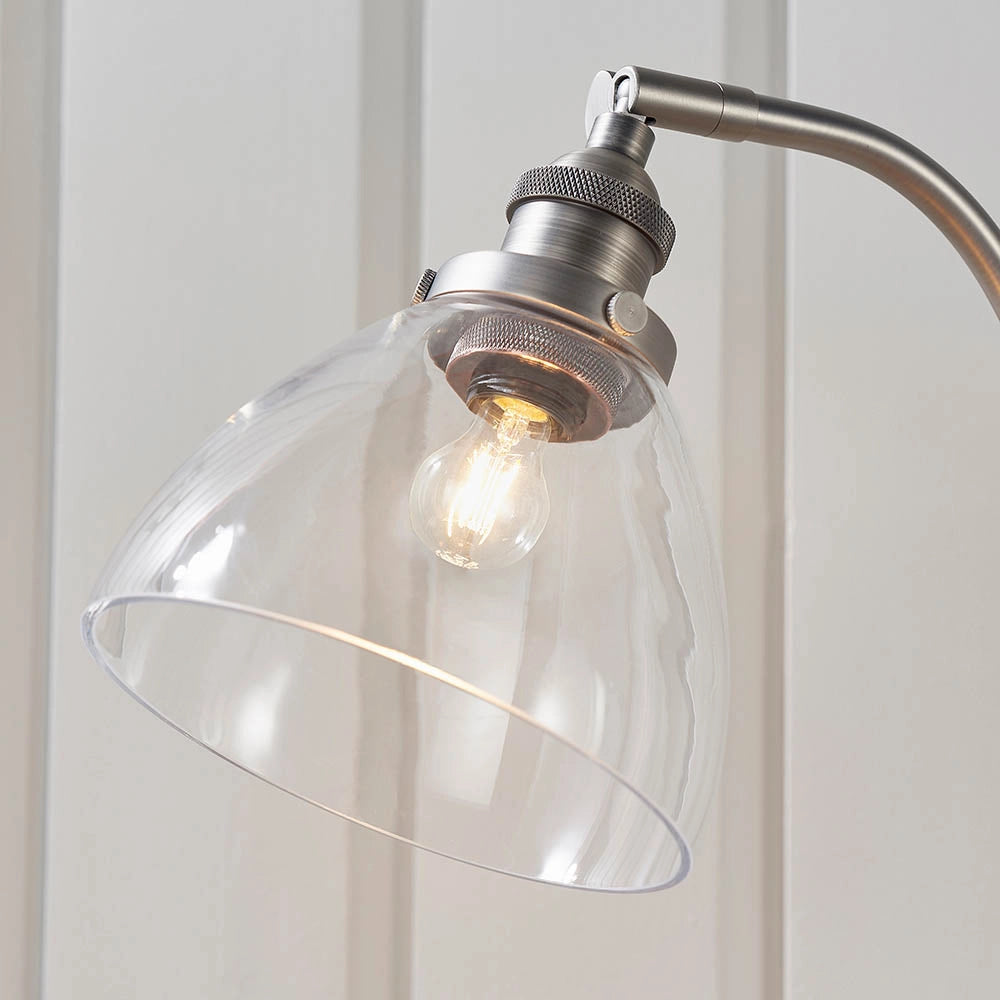Lampada da scrivania industriale regolabile argento vetro E14