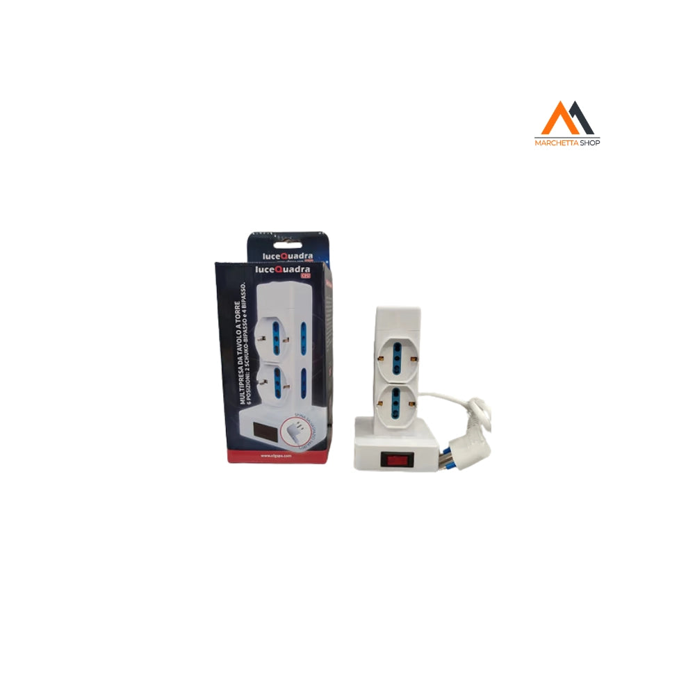 MULTIPRESA TORRE 6 POSTI: 2 SCHUKO+4 BIPASSO SPINA 16A