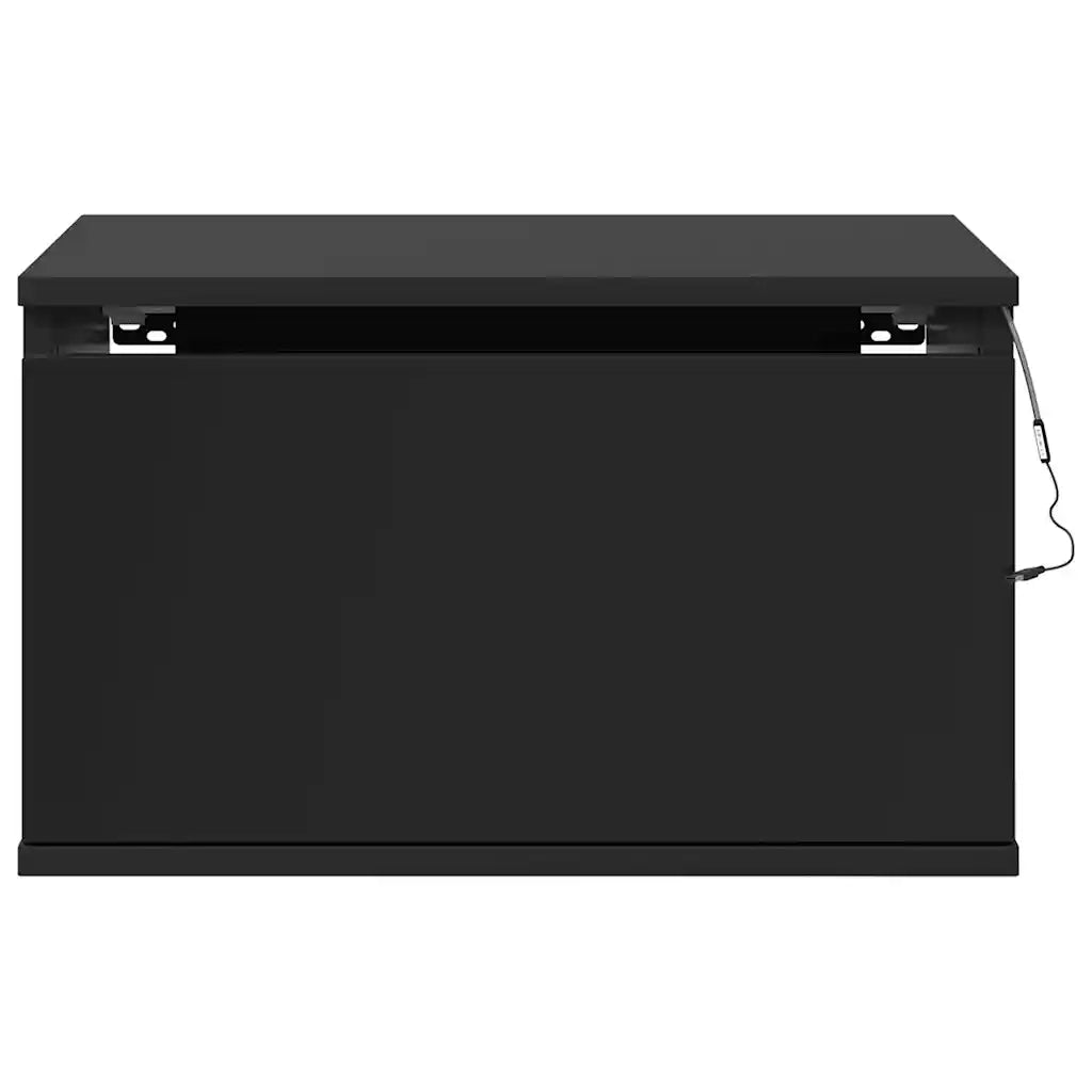 Set di 2 Comodini | Armadio da Notte | Mobiletto da notte a Parete con Luci LED Neri