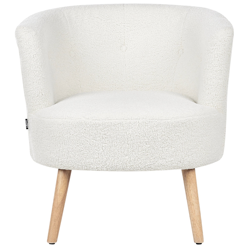 Poltrona Bianco Imbottito Boucle Vasca Sedia Stile Retrò