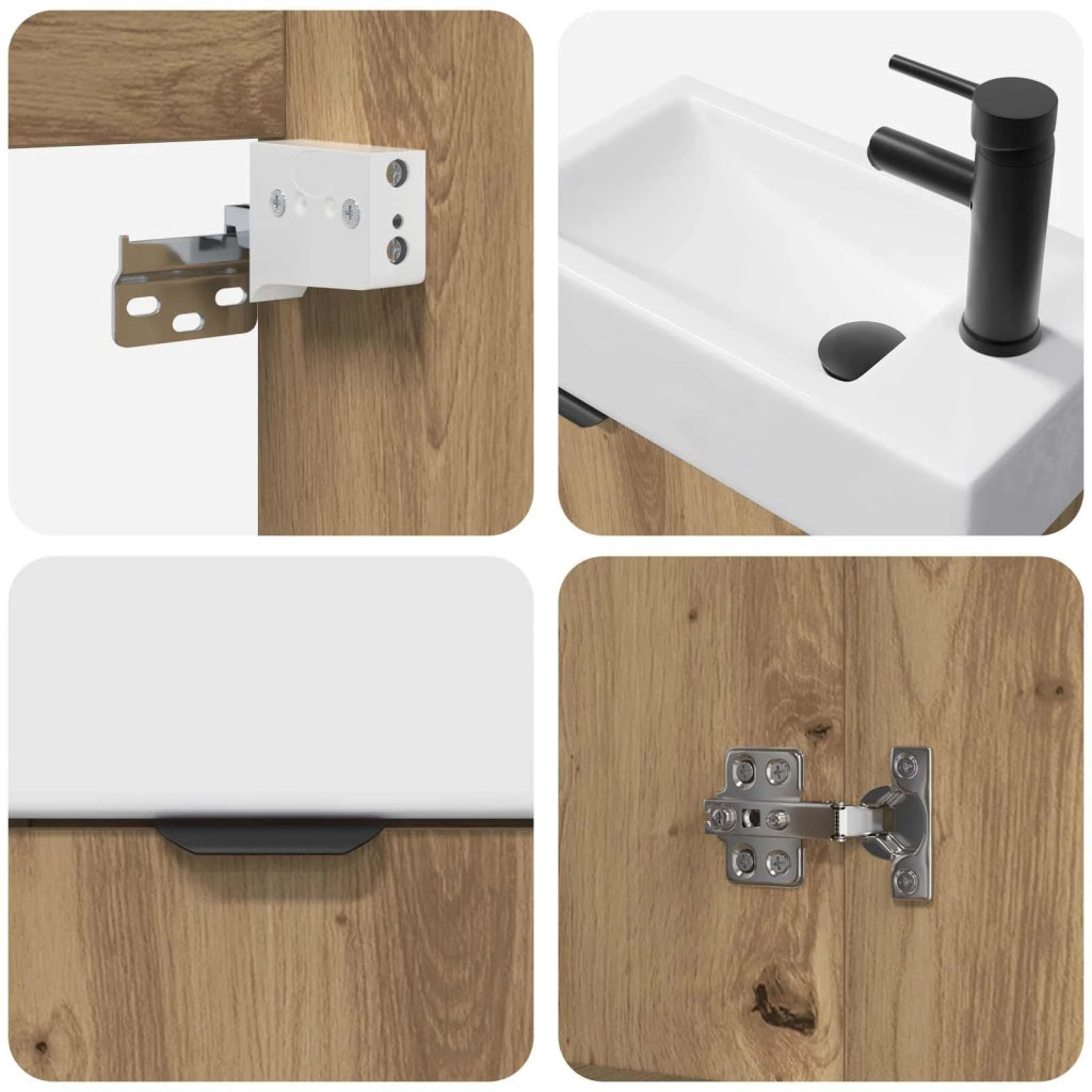 Mobile Bagno | Armadio da bagno con rubinetto Rovere Artigianale
