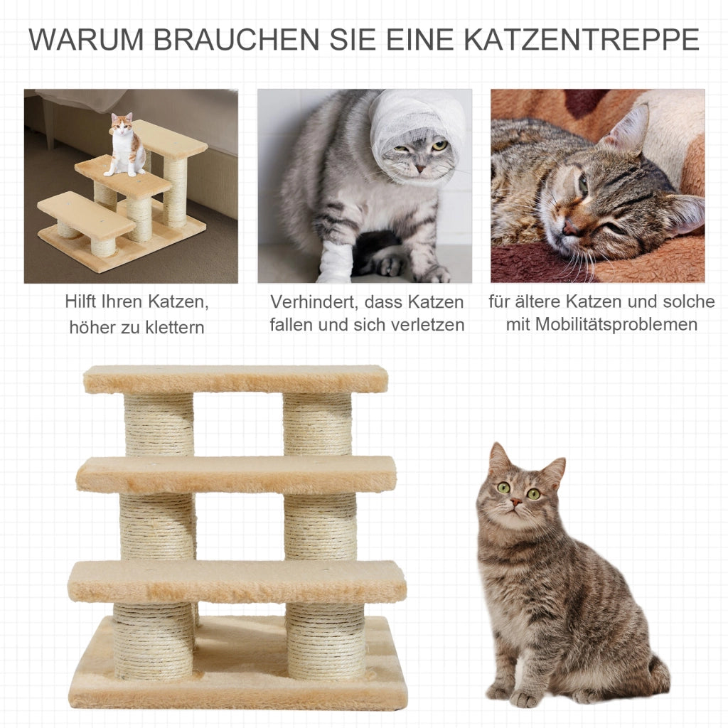 Scala per Cani e Gatti Pieghevole 3 Gradini ¨C Minimal ¨C Creme 34 cm