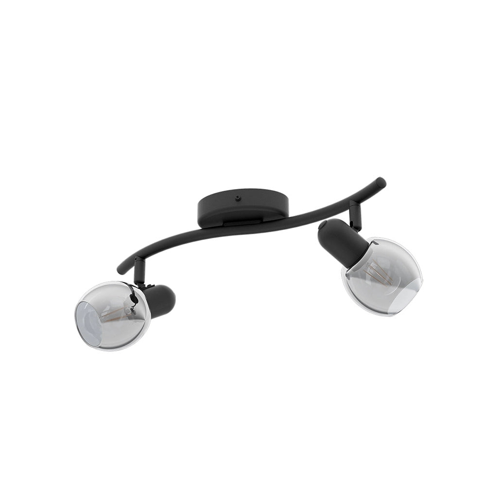 Plafoniera Moderna Pollica 2 Luci Acciaio Nero