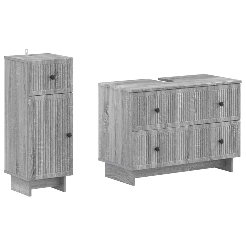 Set di Armadi da Bagno da 2 Pezzi EDE Sonoma grigio 3417663