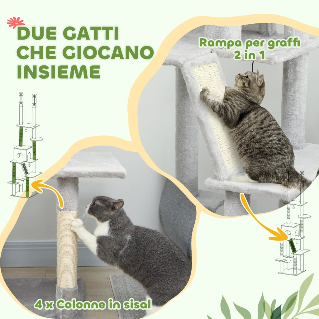Tiragraffi a Soppalco con Casetta e Amaca ¨C Zephmum ¨C Grigio 225-255 cm