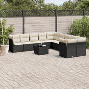 Set Divani da Giardino 11 pz con Cuscini in Polyrattan Nero 3250085
