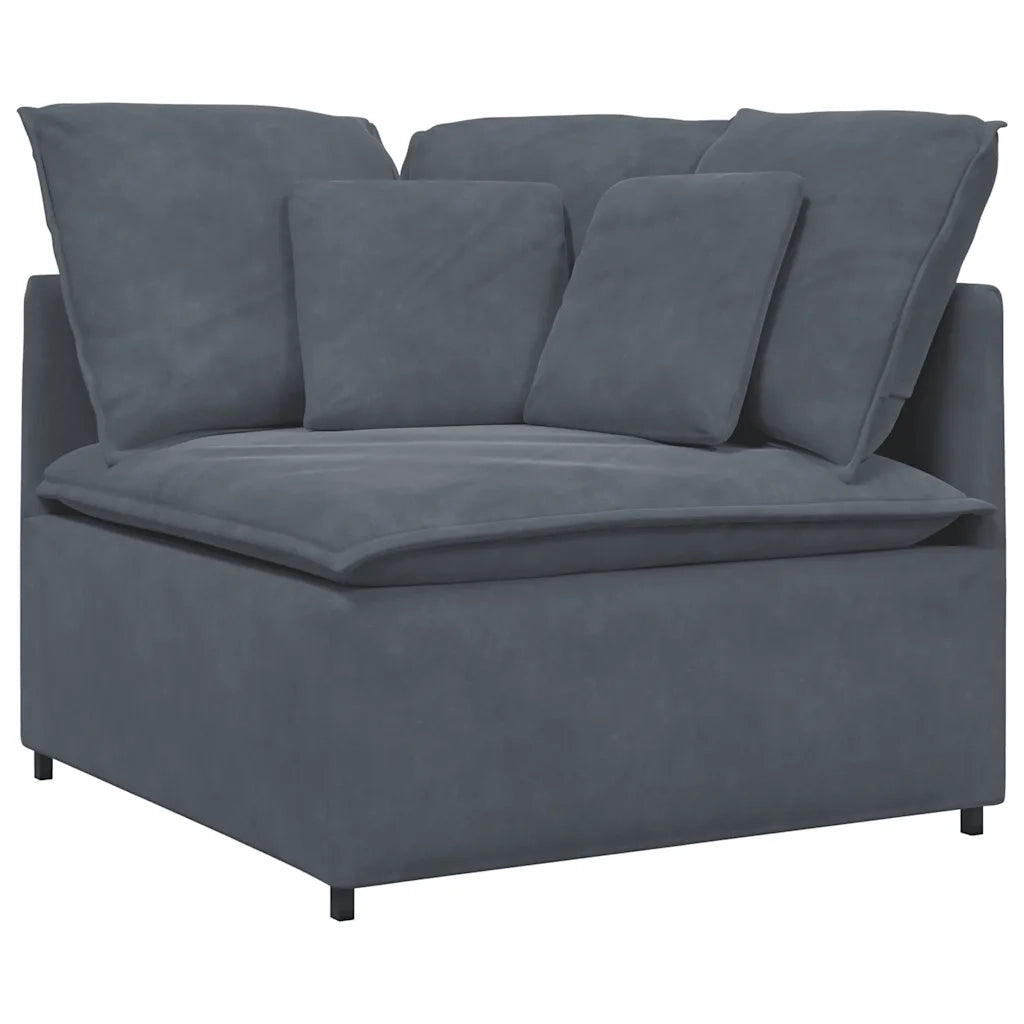 Divano Modulare con Cuscini in Velluto Grigio Scuro 3321280