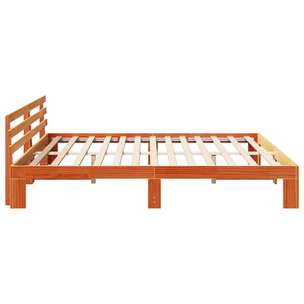 Letto matrimoniale | Letto per adulti | Struttura del letto Marrone cerato 200 x 200 cm Pino massello