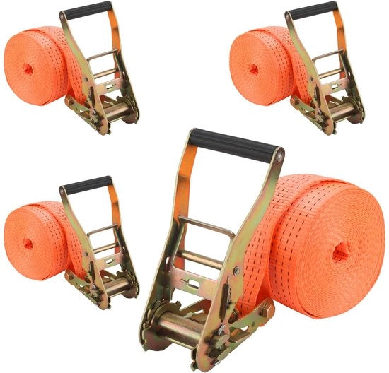 Cinture di trazione con rattrappante - 2000 kg - 8 m - 50 mm - Cinture di tiraggio - Cavi di trazione - 4 pezzi