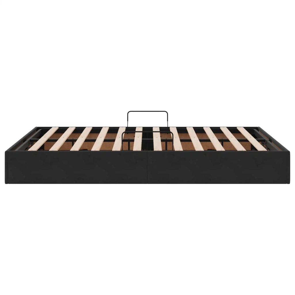 Letto ottomano con archiviazione Nero 140 x 200 cm Velluto 3442888