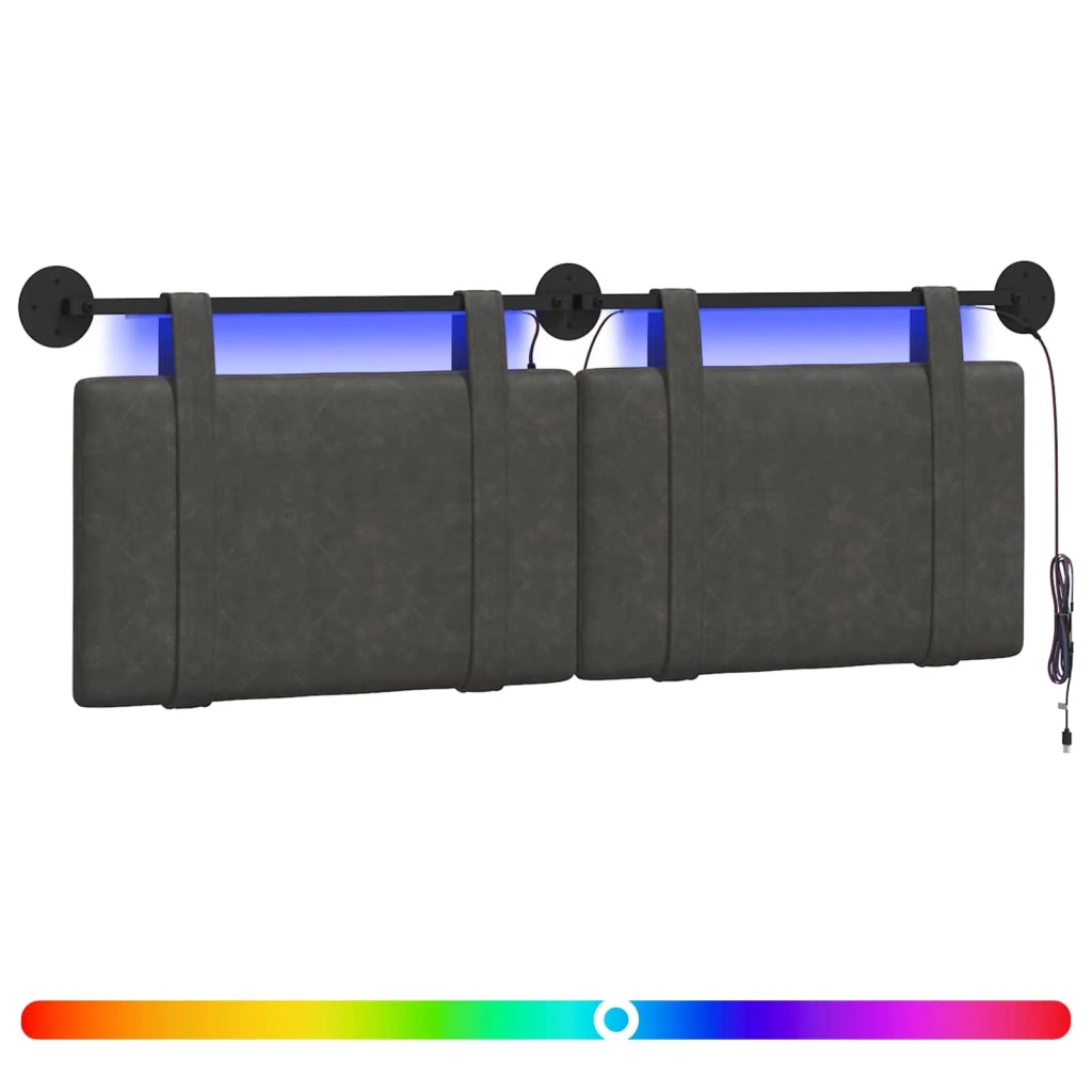 Testiera sospesa Con luce LED Nero PU Antico 3423919