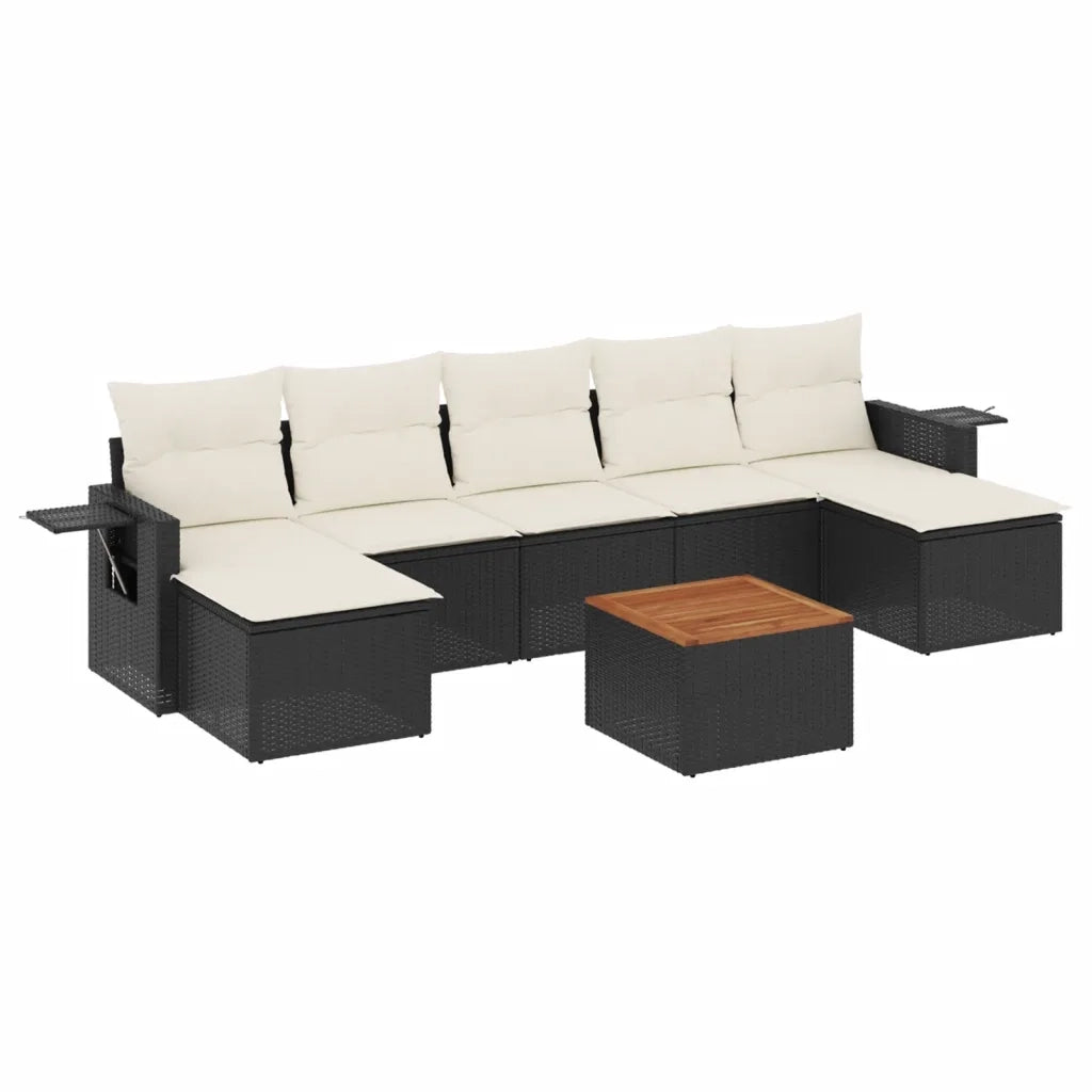 Set Divani da Giardino con Cuscini 8 pz Nero in Polyrattan 3257022