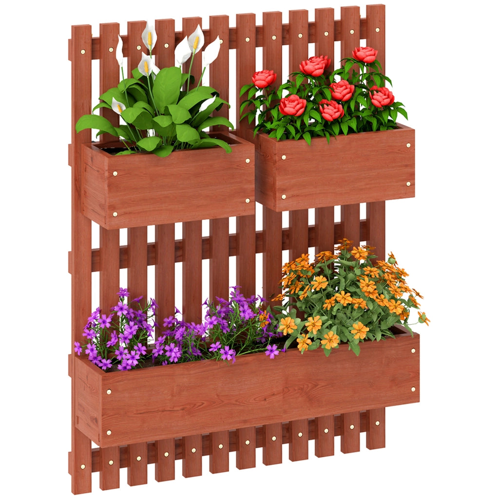 Fioriera Verticale 3 Vasi ¨C Xylo ¨C Legno Abete 60x16x80cm Marrone