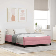 Letto a molle con materasso Rosa 160 x 210 cm Tessuto