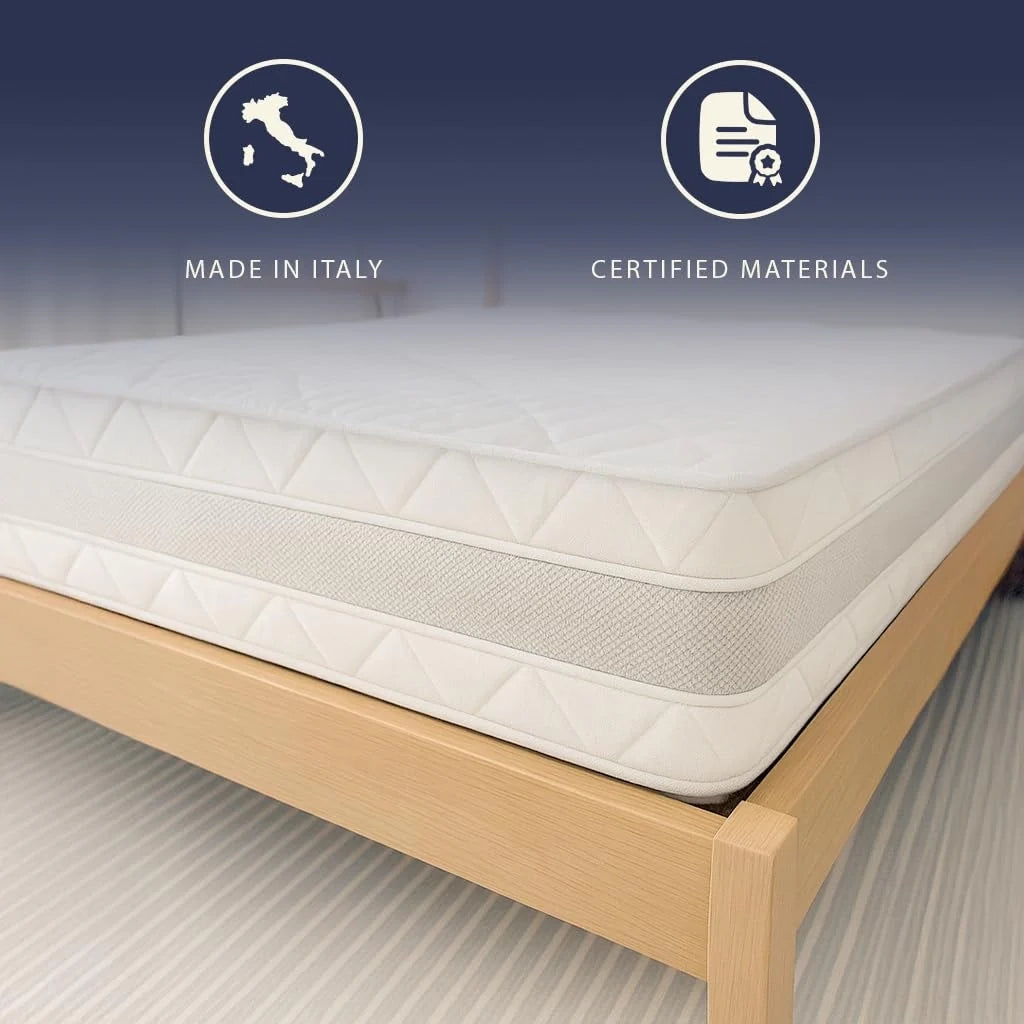 Materasso 120x190 Una Piazza e Mezza ergonomico e traspirante 20 cm | Comfort naturale e design scandi ad alta rigidità | The White Stone
