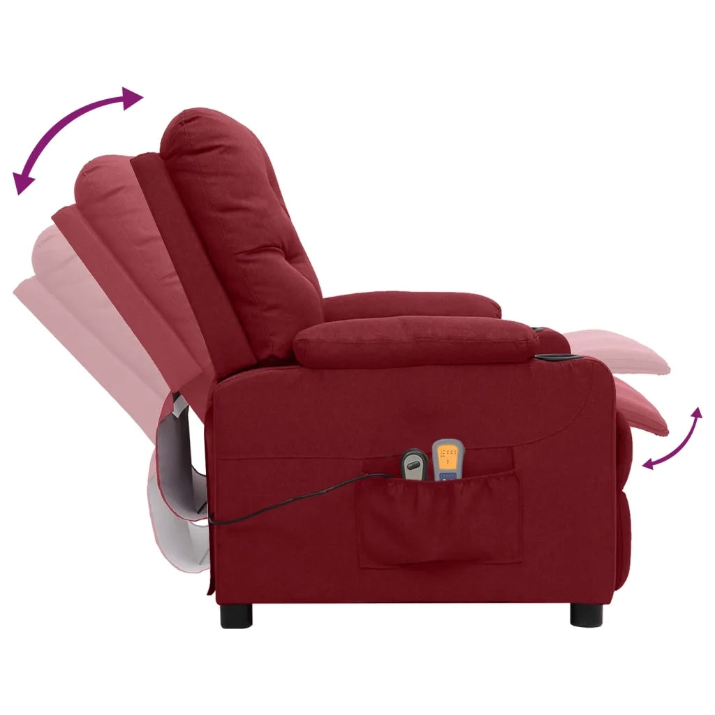 Poltrona Massaggiante Elettrica Rosso Vino in Tessuto 3098854