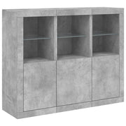 Buffet credenza cassettiera armadio mobile contenitore organizer per cucina soggiorno salotto con luci LED 3 pezzi legno ingegnerizzato grigio 02_0037223